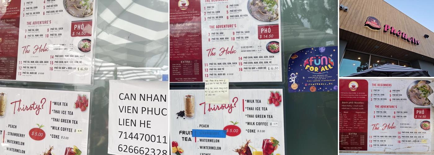 Phoholic 2 Menu