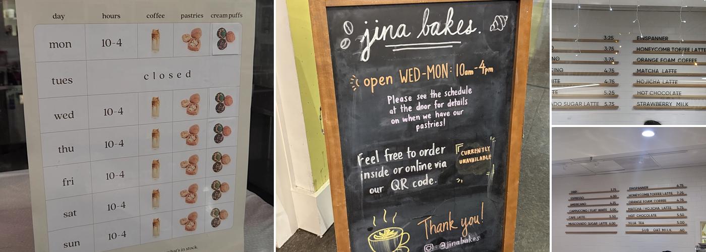 jina bakes Menu