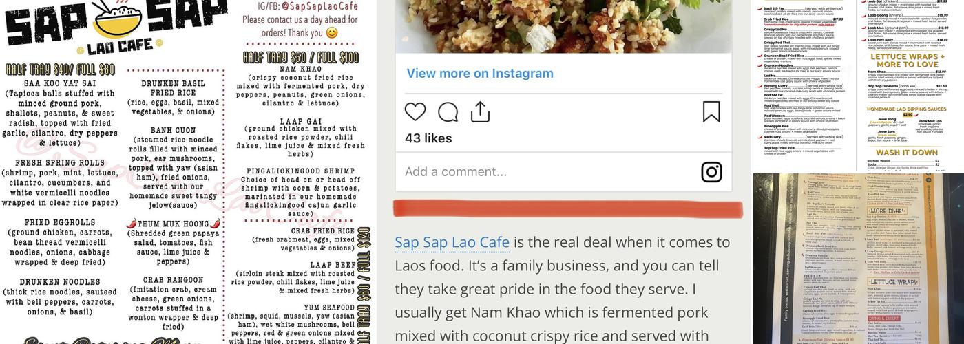 Sap Sap Lao Cafe Menu