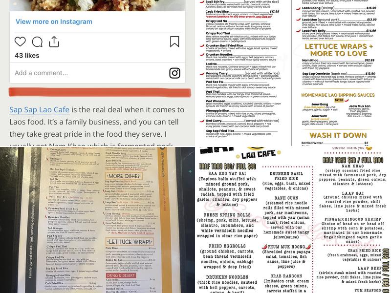 Sap Sap Lao Cafe Menu