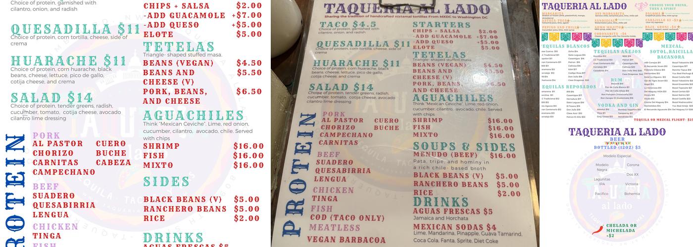 Taqueria Al Lado Menu