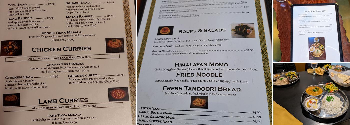 Himalayan Restaurant & Bar Menu