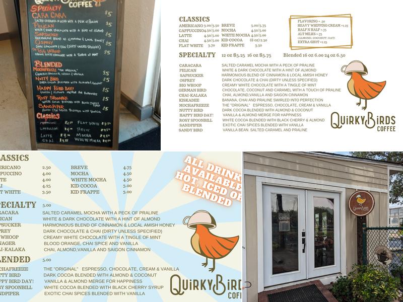 Quirky Birds Coffee Menu