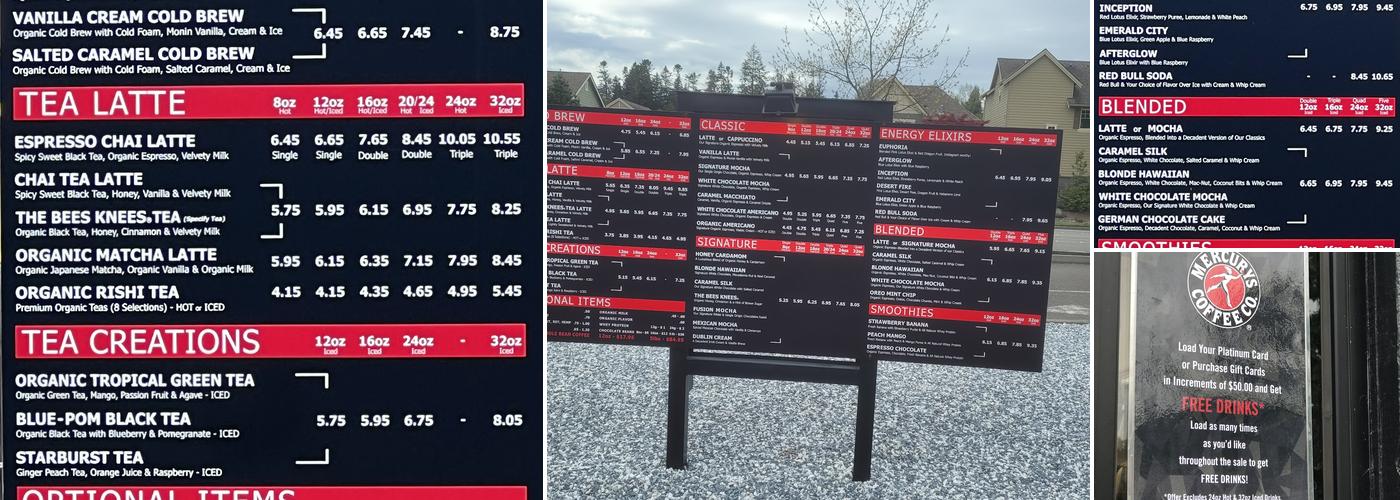 Mercurys Coffee Menu