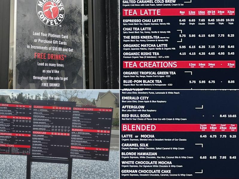 Mercurys Coffee Menu
