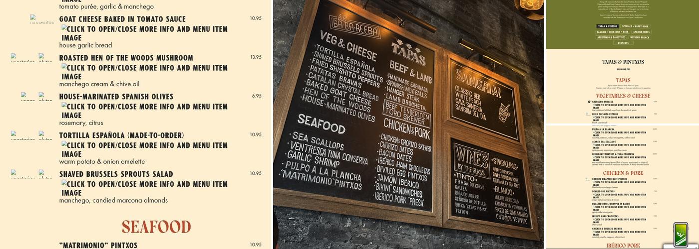 Lil' Ba-Ba-Reeba! Menu