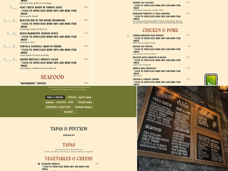 Lil' Ba-Ba-Reeba! Menu