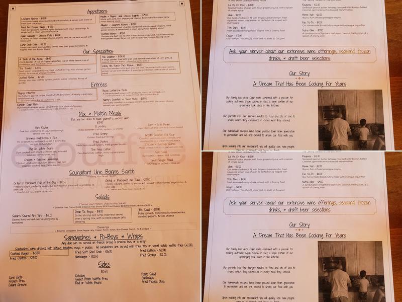 Etouffée Menu