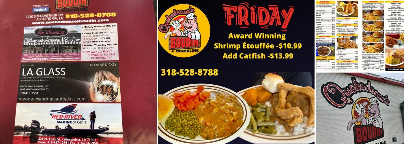 Quebedeaux's Boudin & Cracklins Menu