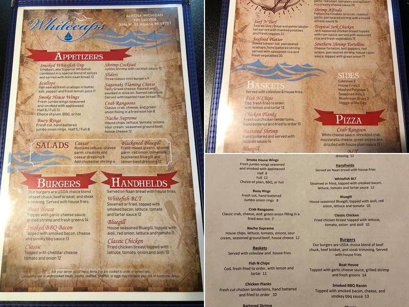 WhiteCaps Restaurant and Bar Menu