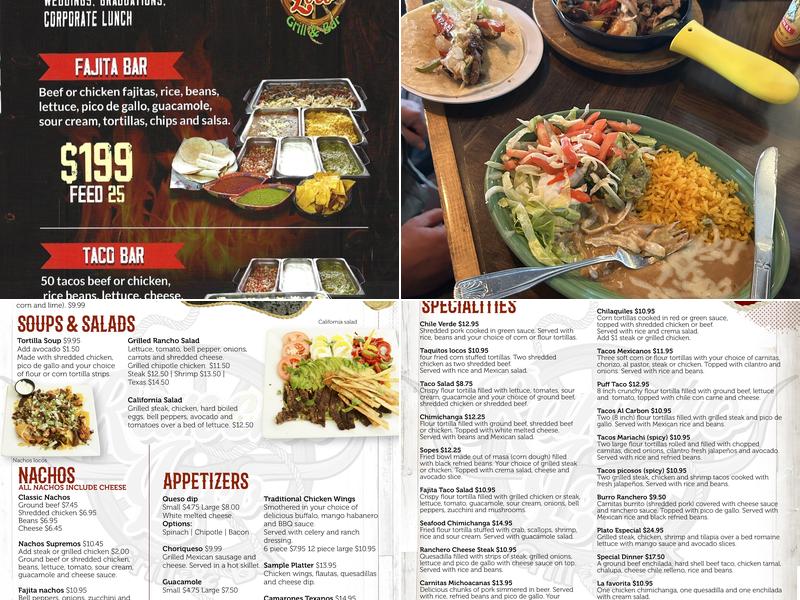 Rancho Loco Grill & Bar Menu