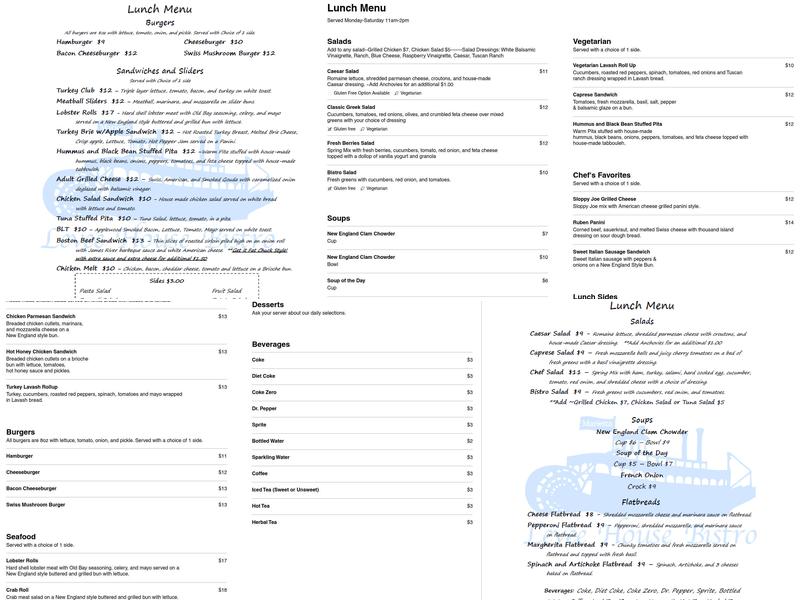 Levee House Bistro Menu