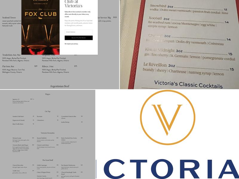 Victoria's Steak & Seafood Menu