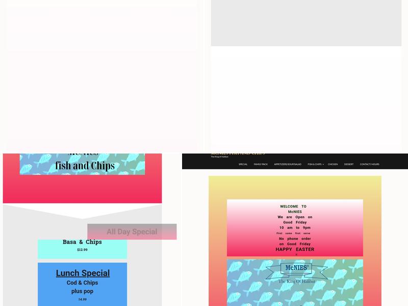 McNie's Fish & Chips Menu
