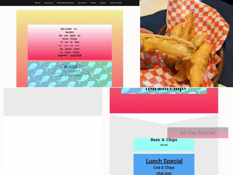 McNie's Fish & Chips Menu