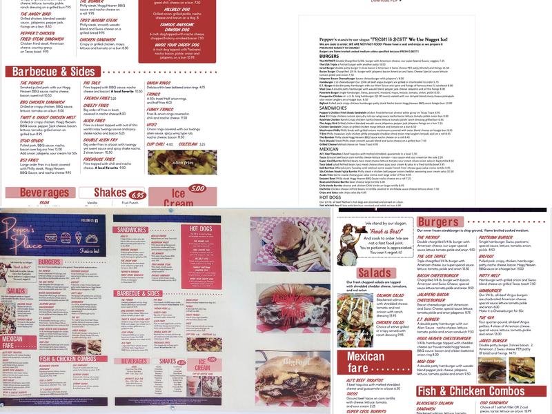 peppers place Menu