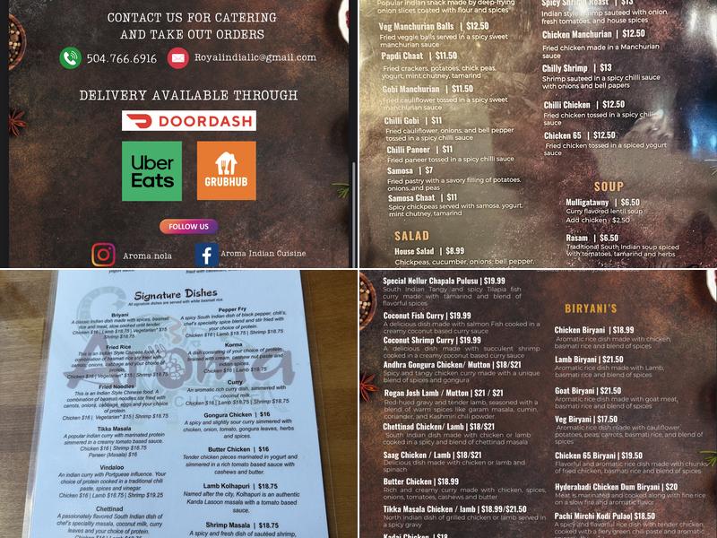 Aroma Indian Cuisine Menu