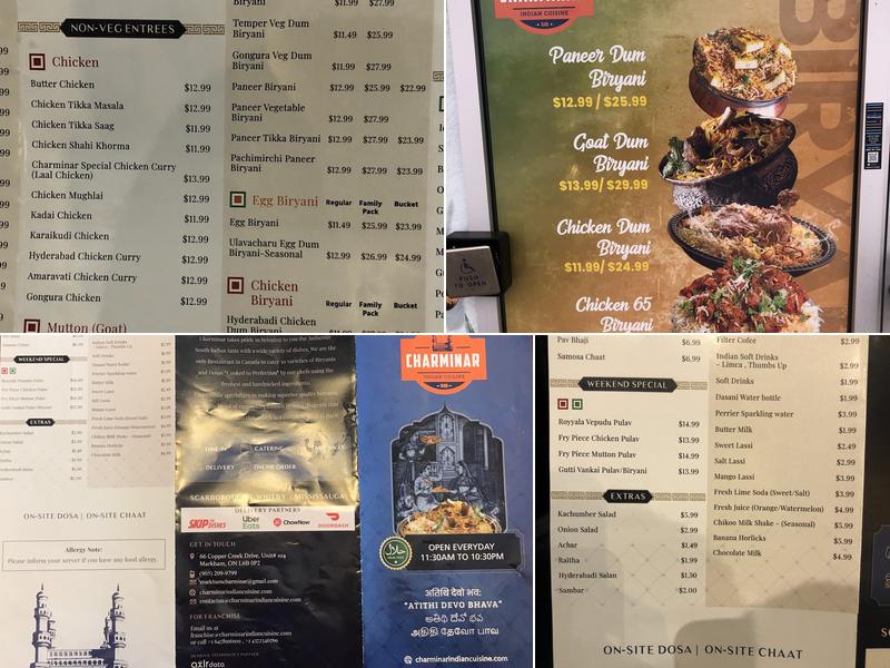 Charminar Indian Cuisine | Markham Menu