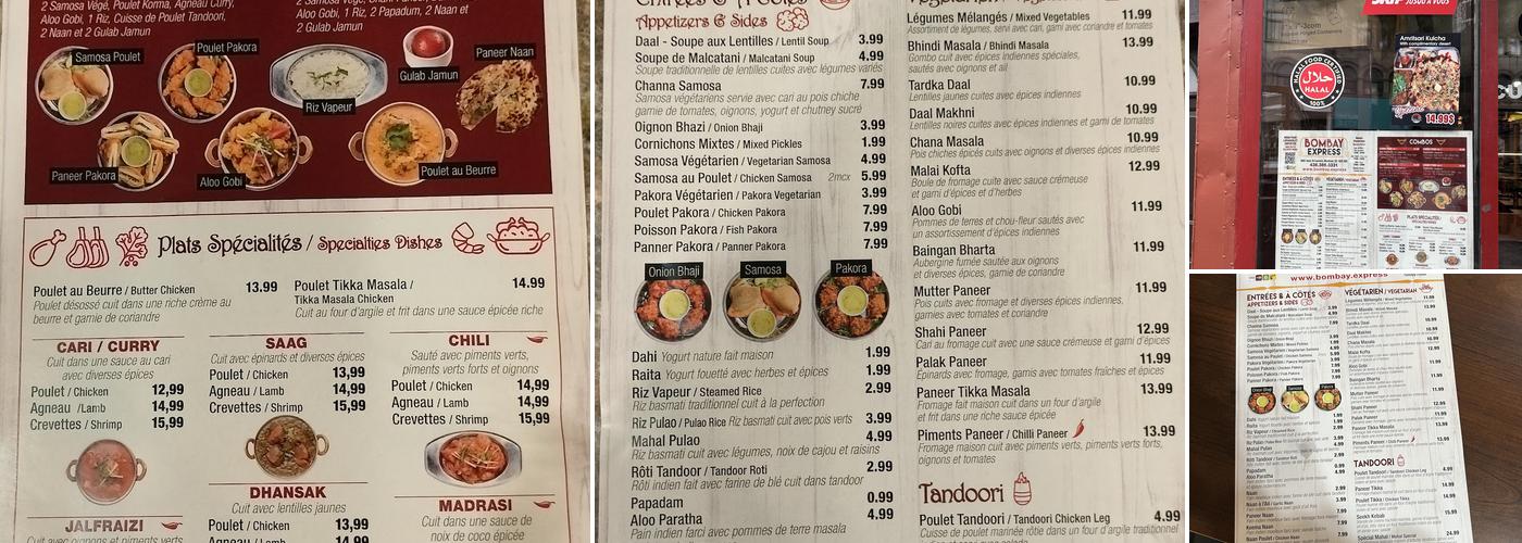 Bombay Express Menu