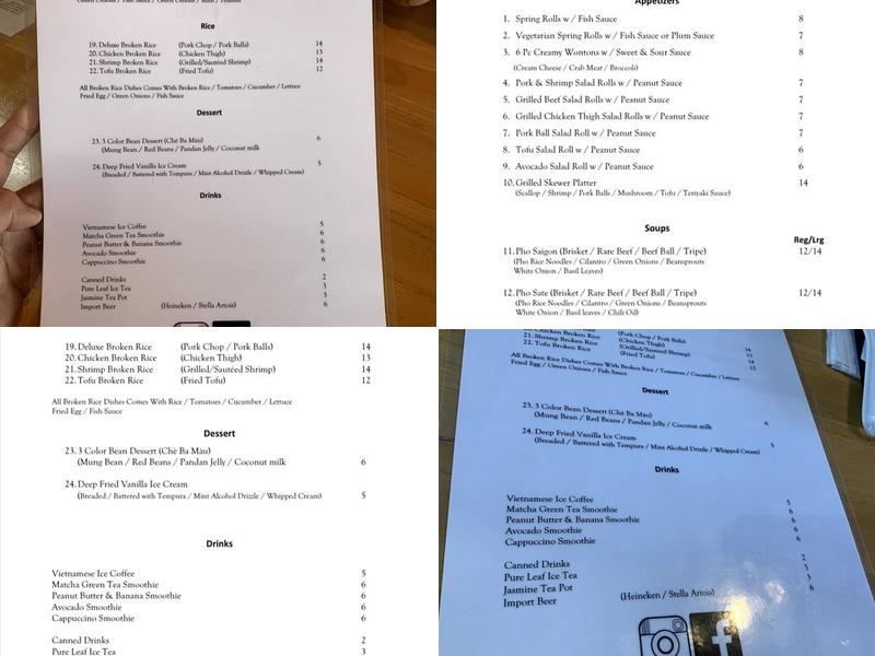 Pho Saigon Menu