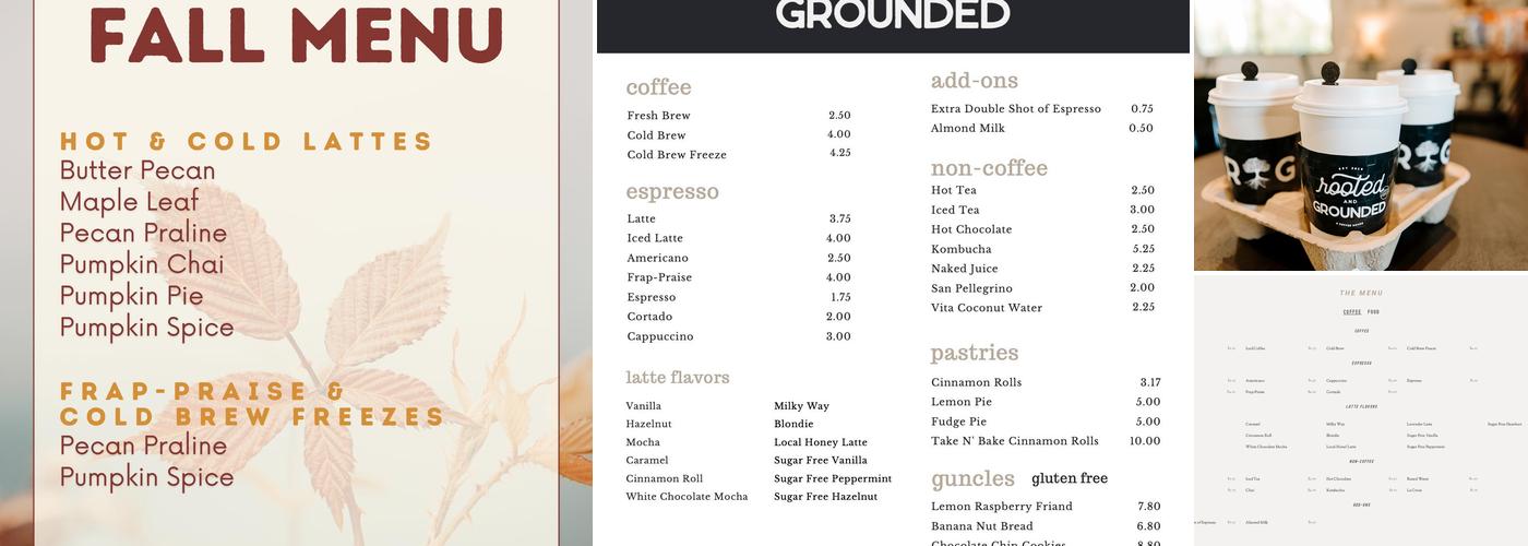 Rooted and Grounded Menu