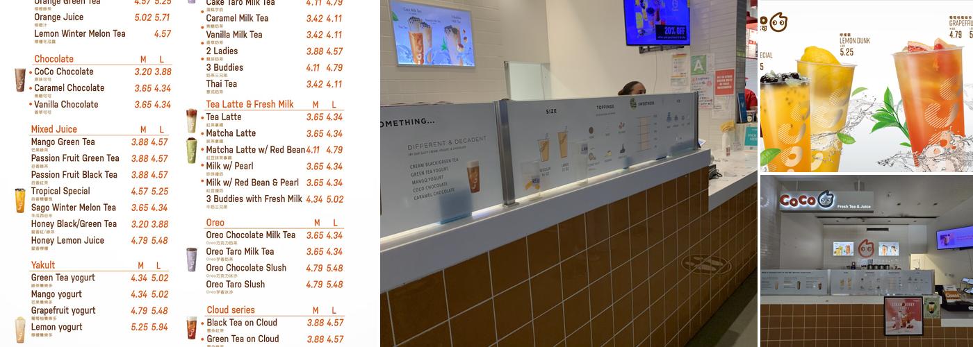 CoCo Fresh Tea and Juice Menu