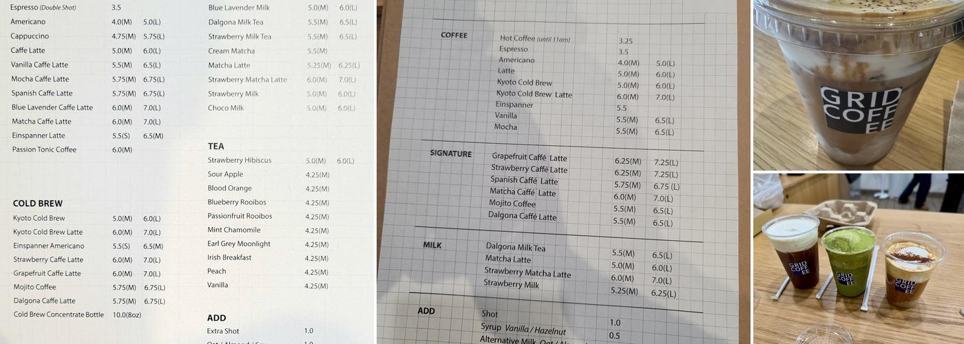 Grid Coffee Menu