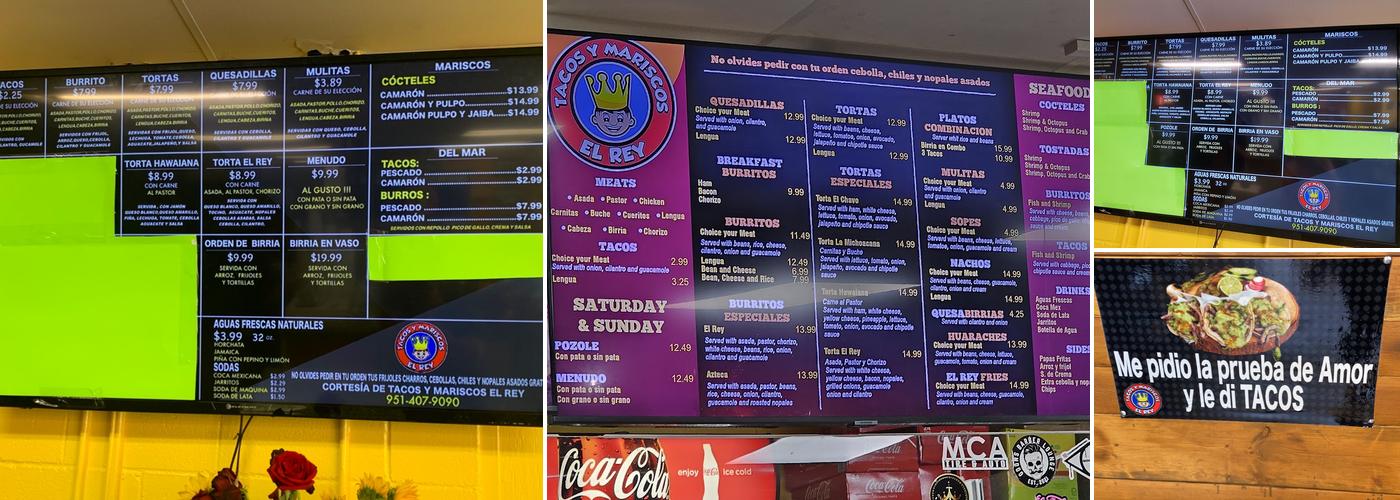 El Rey Tacos Y Mariscos Menu