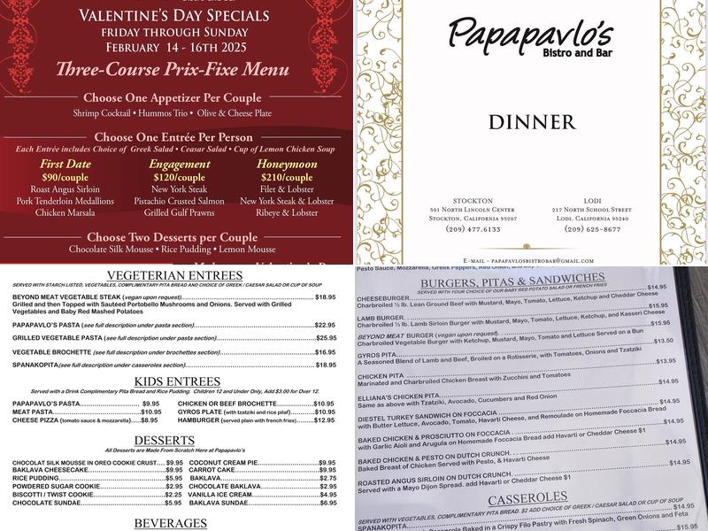 Lodi Papapavlo’s Menu