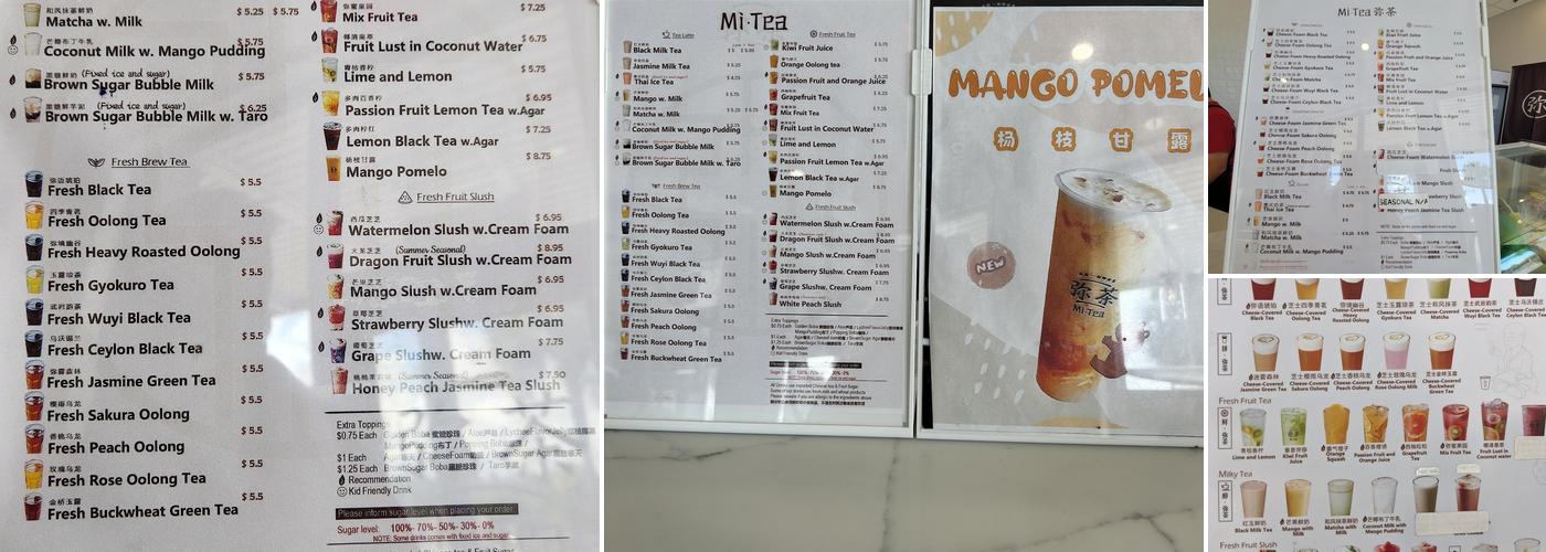 Mi Tea Menu