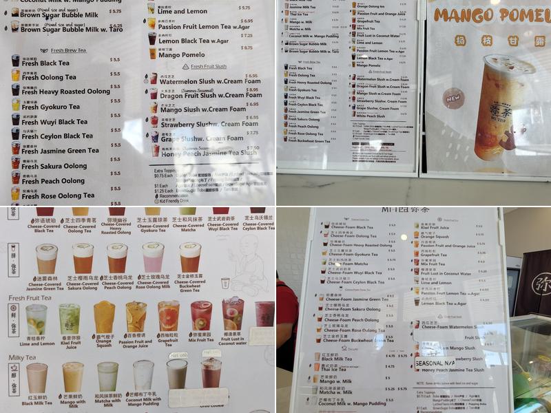 Mi Tea Menu
