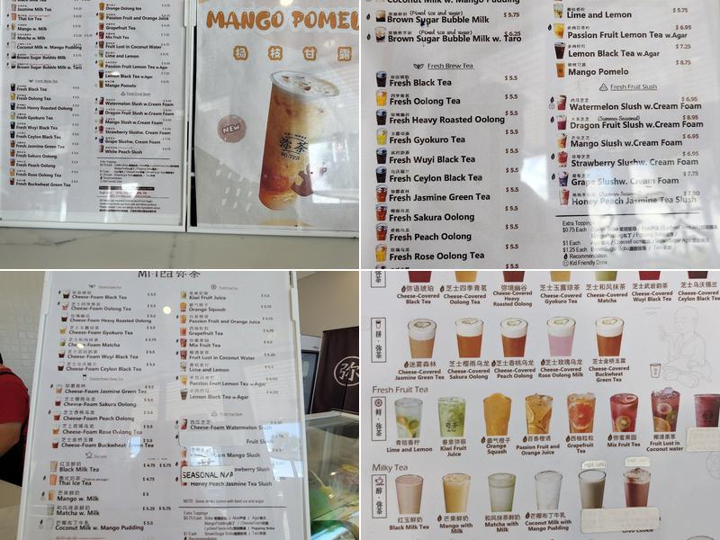 Mi Tea Menu