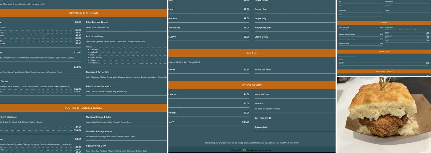 Scratch Biscuit Kitchen Menu