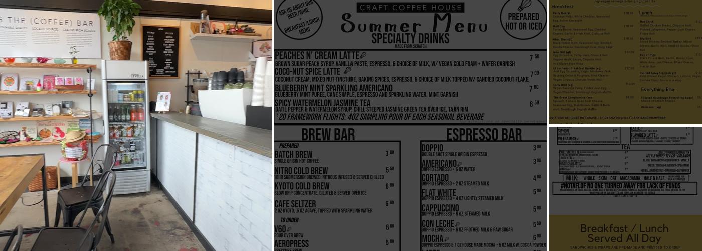 Framework Craft Coffee House Menu