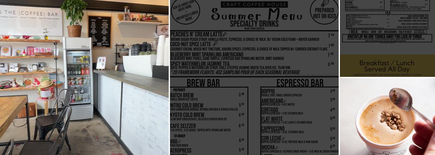 Framework Craft Coffee House Menu