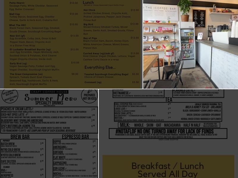 Framework Craft Coffee House Menu