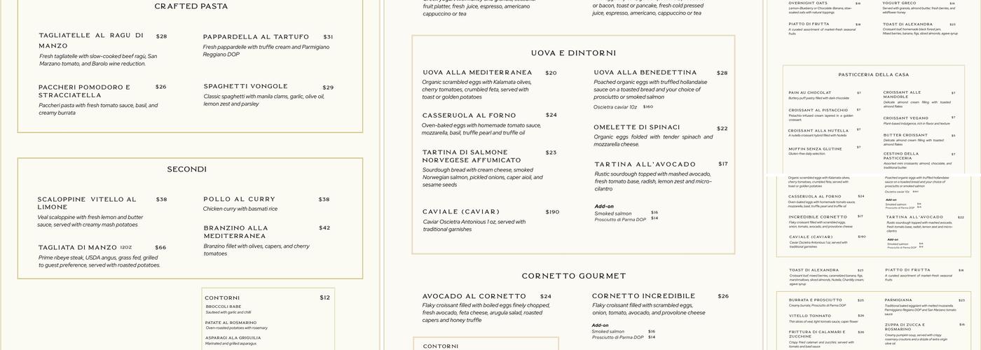 Rose Cafe Menu