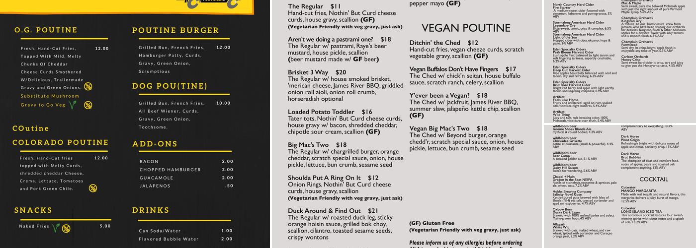 Poutine Me. Menu