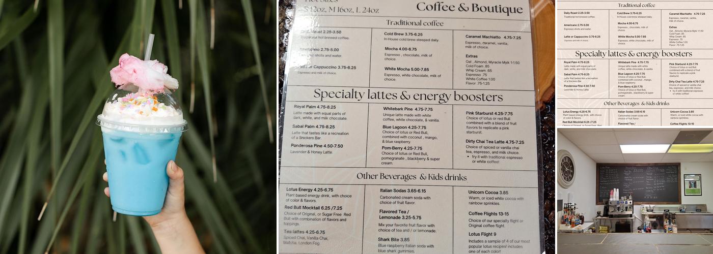 Pines to Palms Coffee Menu