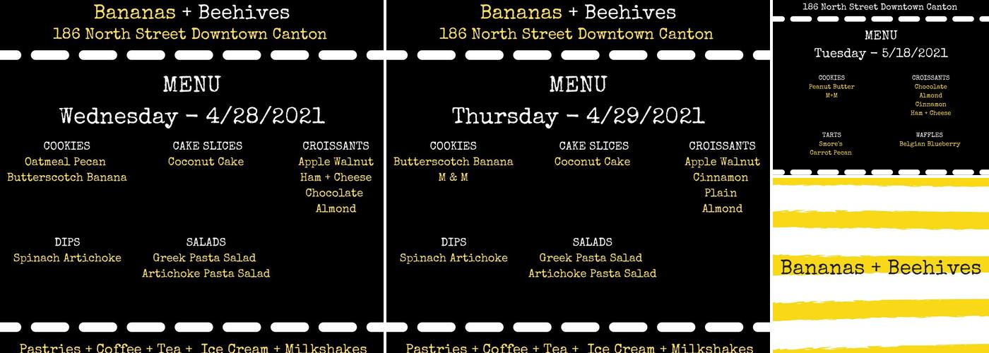 Bananas and Beehives Menu
