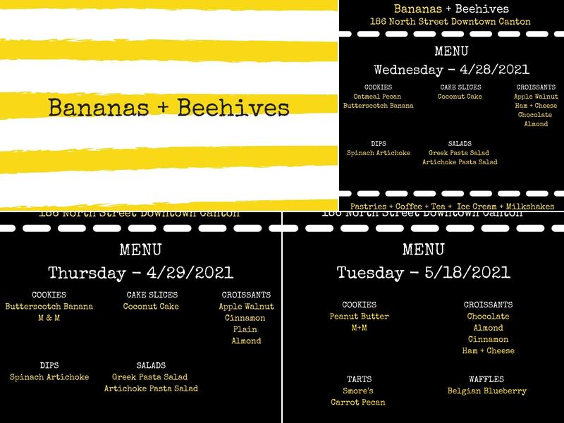Bananas and Beehives Menu