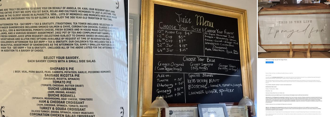 The Ginger Room Menu