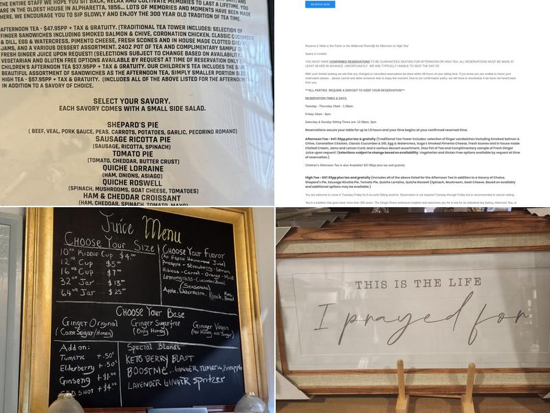 The Ginger Room Menu