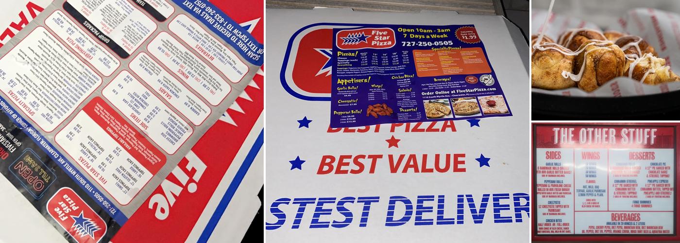 Five Star Pizza Menu