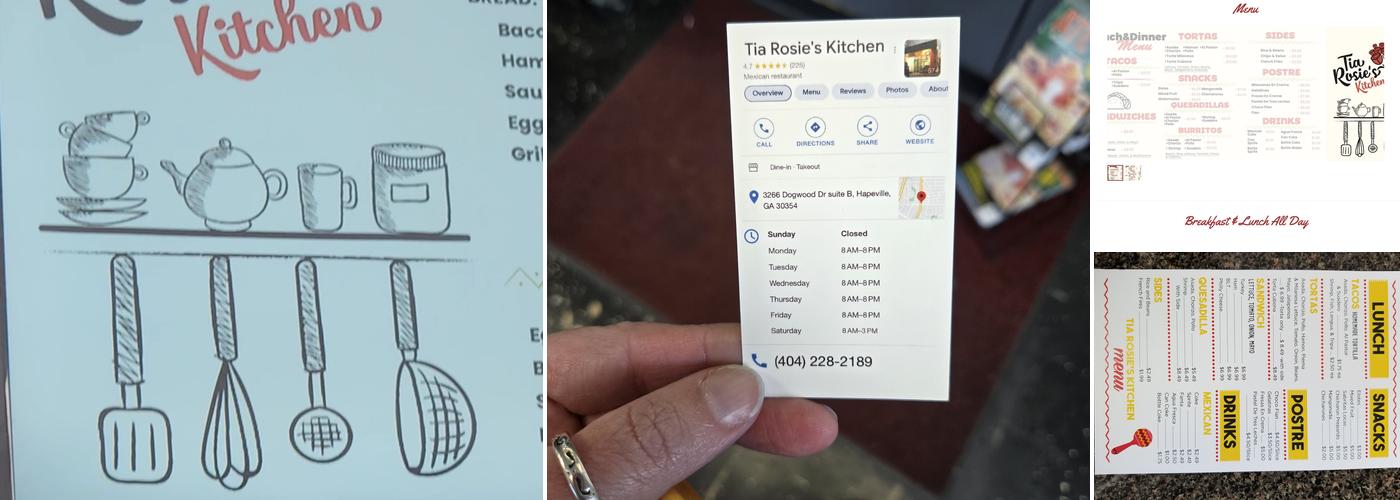 Tia Rosie's Kitchen Menu