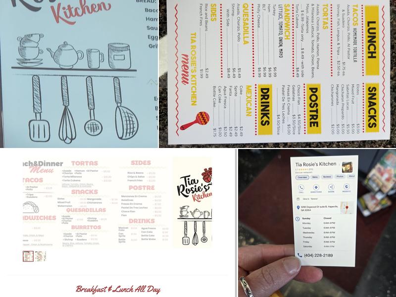 Tia Rosie's Kitchen Menu