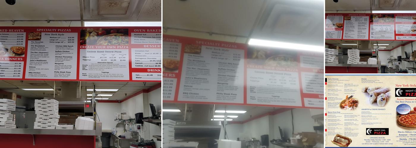Night Owl Pizza - Marietta Menu