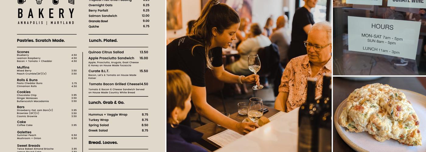 Curate Annapolis Cafe & Bakery Menu
