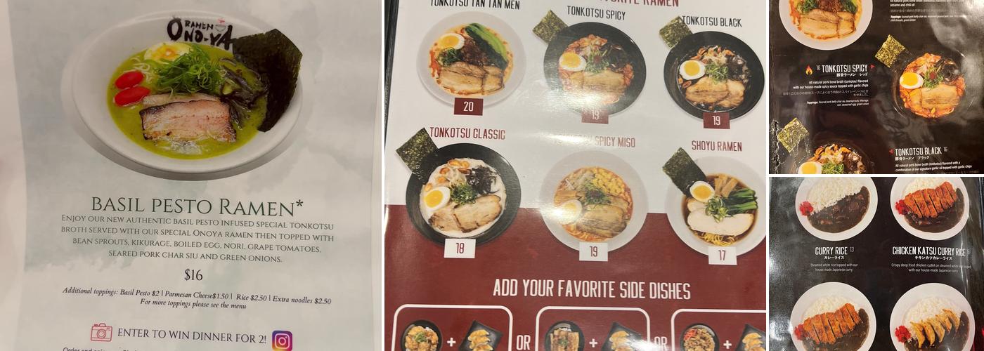 Onoya Ramen Menu