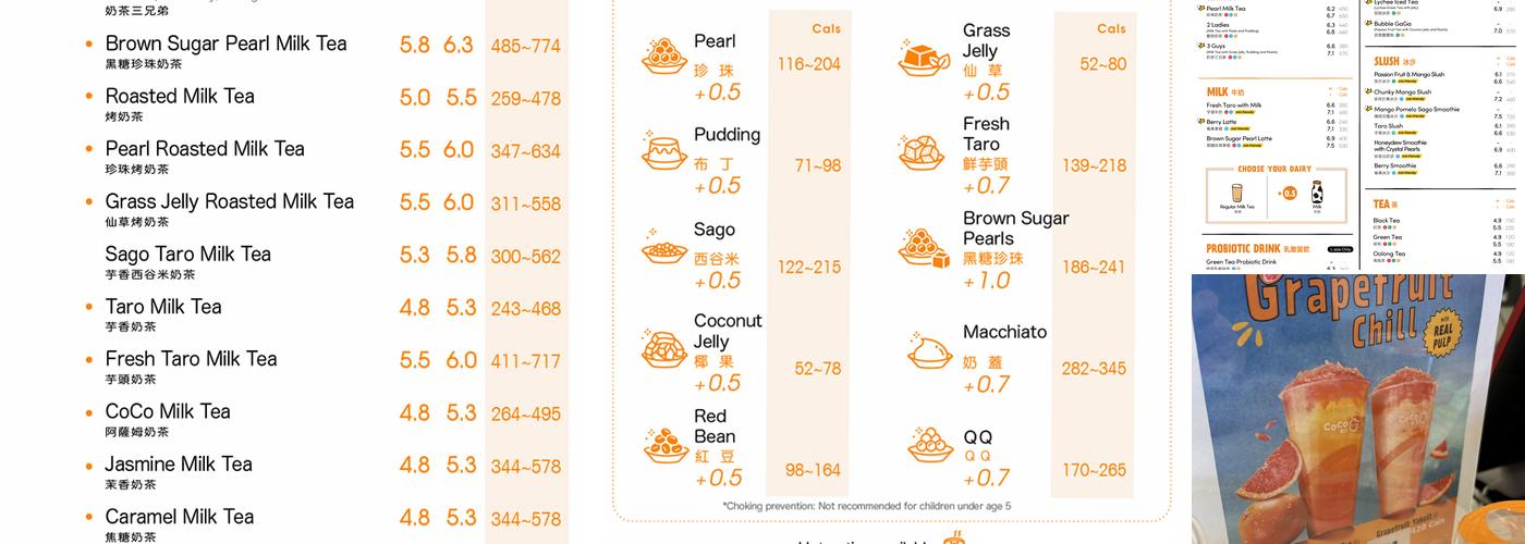 CoCo Fresh Tea & Juice Menu